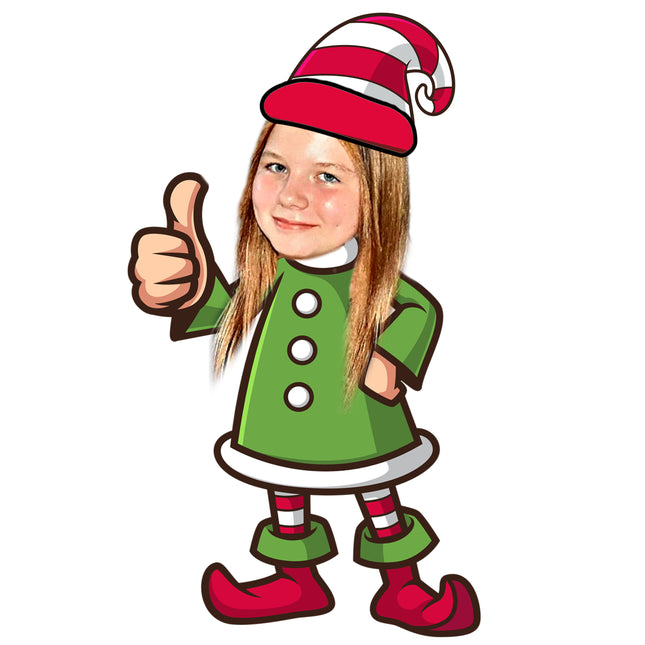 Custom Elf Cutout Pillow, 16 inches – Your Face on a Festive Elf
