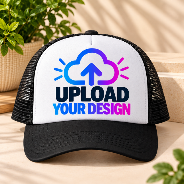 Custom Black Trucker Hat — Upload Your Design